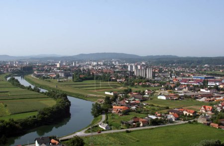 Aerial view of the town of Karlovac in continental Croatia
