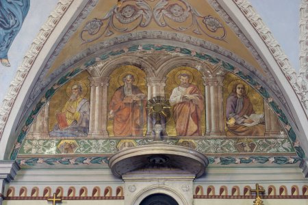 Foto de Evangelists, fresco in the parish church of the Holy Trinity in Karlovac, Croatia - Imagen libre de derechos