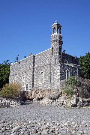 Téléchargez les photos : Église de la Primauté de Saint-Pierre, Mer de Galilée, Tabgha, Israël - en image libre de droit
