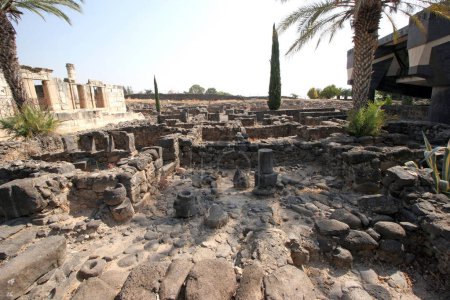 Ruins of the old Roman town in Capernaum, Israel