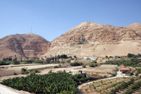 Photo for Mount of Temptation near the city of Jericho, Jordan Valley, West Bank, Palestine, Israel - Royalty Free Image