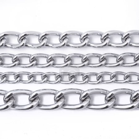Photo for Silver chains on white  background. metalic chainlinks - Royalty Free Image