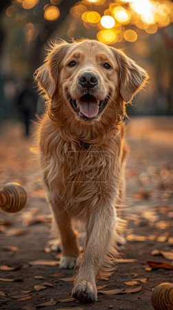 Photo for In the park scene, a pet learns to fetch, promoting both playfulness and exercise.. - Royalty Free Image
