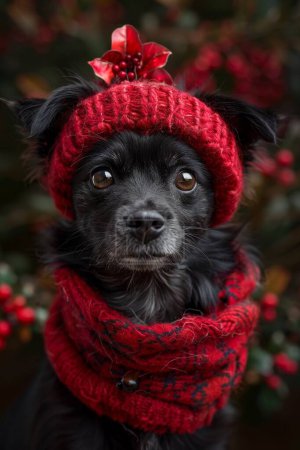 Pets outfitted for a holiday photo session, charming and festive..