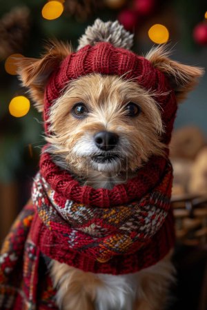 Adorable pets adorned in festive attire for a holiday photoshoot, exuding cuteness and charm..