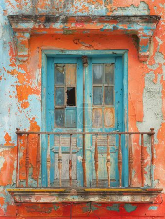 The old building's weathered facade, with vibrant imperfections, captures architectural charm and authenticity