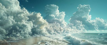 Kreativer Surrealismus in einer Landschaft, in der Meer und Himmel die Plätze tauschen, verwirrend und doch fesselnd