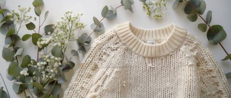 Eco-friendly clothing concept highlighting sustainability through soft textures on white backdrop.
