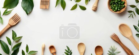 Téléchargez les photos : Fournitures de jardinage biologique sur fond blanc avec des outils écologiques présentés dans un affichage clair. - en image libre de droit