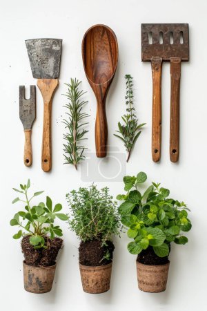 Sustainable tools with eco-conscious, sharp items on a white background for a clear workshop vibe.