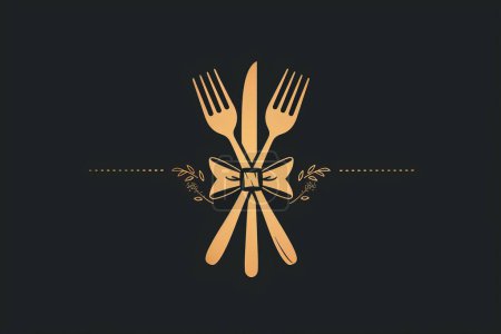 Entwerfen Sie ein elegantes, raffiniertes Besteck-Logo für ein Gourmet-Restaurant mit Skript und Utensilienumriss