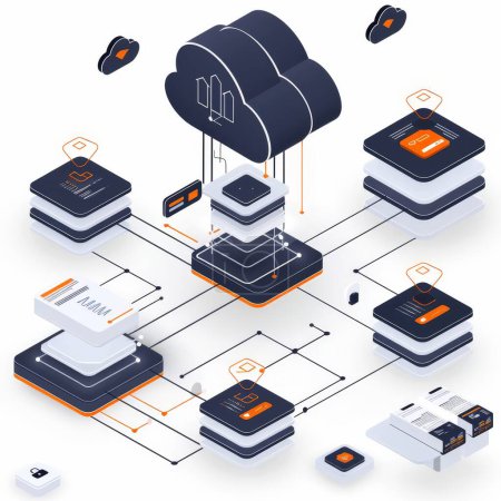 Advanced cloud infrastructure setup, with focus on high speed connectivity and robust data management systems