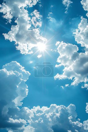 The serene sky, peaceful clouds, and bright day create a heavenly backdrop in a tranquil natural setting