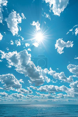 Photo for The serene summer day unfolds under a clear blue sky with fluffy clouds, a heavenly setting - Royalty Free Image
