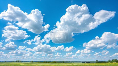 Der sonnige Tag mit flauschigen Kumuluswolken und heiterem blauen Himmel schuf eine friedliche, malerische Naturkulisse