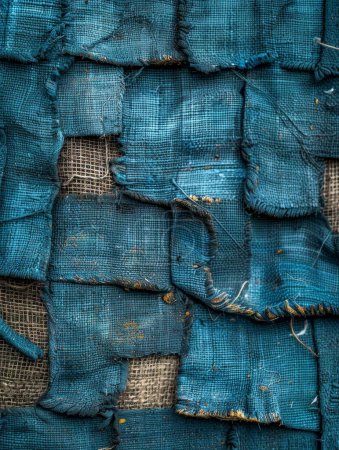 Photo for Highlighting intricate textures of woven fabric with a grainy surface, showcasing detailed close-ups of rough, tactile materials in natural light - Royalty Free Image