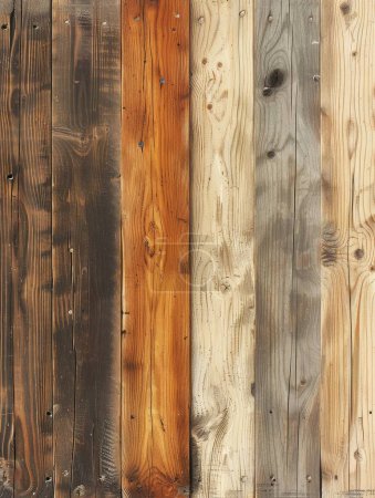 Photo for Detailed textures of hardwood and softwood planks show grain variations, color contrasts, and visual interest - Royalty Free Image