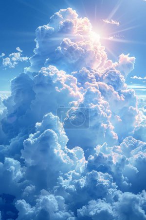 Fluffy clouds against a bright blue sky create an ideal serene setting with abstract backgrounds