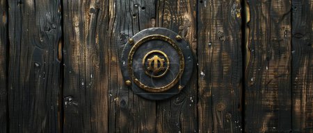 Retro emblem with vintage design embodies classic automotive brand elements on a rustic garage wall