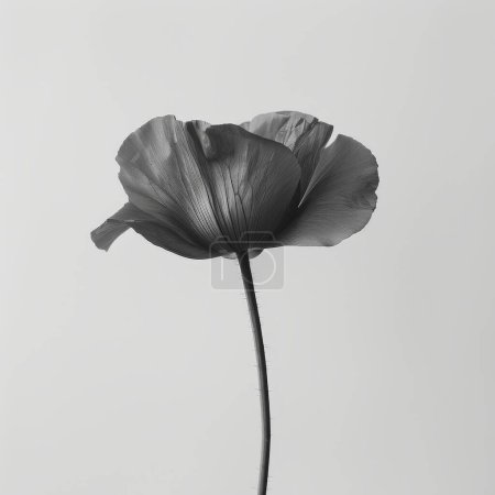 La silhouette d'une seule fleur sur un design blanc, minimaliste, élégant et simple