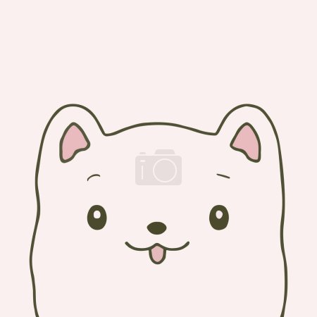 Illustration for Cute Kawaii Dog or Puppy in pastel design. isolated vector. Funny cartoon for print or sticker design. Adorable kawaii animals - Royalty Free Image