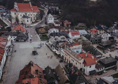 Kazimierz Dolny, Poland. Beautifull small city over Vistula river.  Drone view