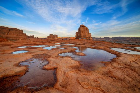 Photo for The start of the day in Arches National Park located in Moab Utah - Royalty Free Image