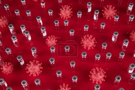 Photo for Bottles coronavirus vaccine, pandemic background - Royalty Free Image