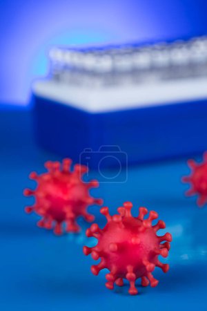 Photo for Bottles coronavirus vaccine, pandemic background - Royalty Free Image
