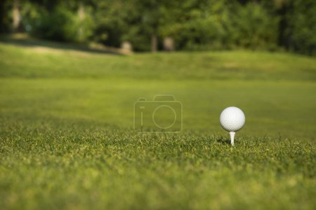 Téléchargez les photos : Balle de golf sur terrain de golf sur herbe verte. - en image libre de droit