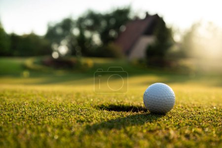 Téléchargez les photos : Club de golf et balle sur le terrain de golf - en image libre de droit