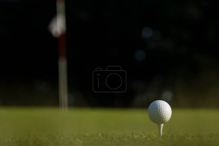 Téléchargez les photos : Balle de golf avec trou dans l'herbe - en image libre de droit