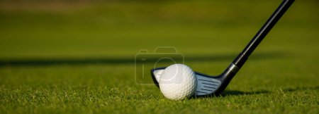 Photo for Golf club and ball on the green field - Royalty Free Image