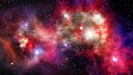 Cosmic background with nebulas and stars, beautiful picture of the universe with galaxies, cosmic nebulae and stars, science fiction 3D illustration.
