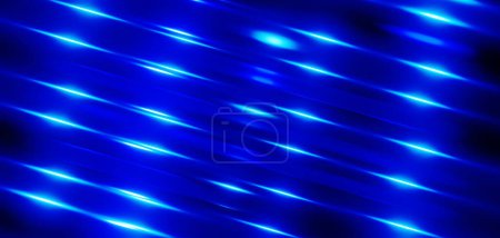Foto de Blue metal texture background, interesting striped chrome waves pattern, silky textile wavy design, 3D render illustration. - Imagen libre de derechos