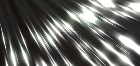 Photo for Silver metal texture background, interesting shiny striped chrome waves pattern, 3D render illustration. - Royalty Free Image