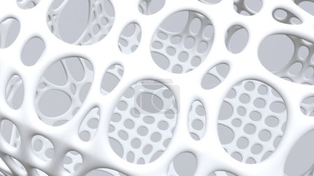 Photo for Abstract white background, circular mesh abstract shapes, architectural abstract design, 3d render illustration - Royalty Free Image