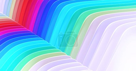 Foto de Fondo abstracto con rayas 3D multicolores, elegante patrón de rayas onduladas abstractas, ilustración de fondo de renderizado 3D. - Imagen libre de derechos