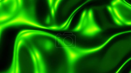 Foto de Fondo verde, diseño de papel pintado ondulado metálico líquido, ilustración brillante suave seda 3D. - Imagen libre de derechos