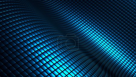 Photo for Blue chrome metallic technology background, metal squares pattern, modern shiny and lustrous backdrop useful for wallpaper, 3d render illustration. - Royalty Free Image