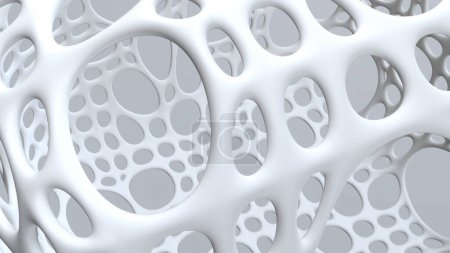 Foto de Fondo blanco abstracto, formas abstractas de malla circular, diseño abstracto arquitectónico, ilustración 3d - Imagen libre de derechos