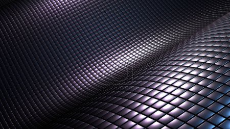 Photo for Silver chrome metallic technology background, metal squares pattern, modern shiny and lustrous backdrop useful for wallpaper, 3d render illustration. - Royalty Free Image