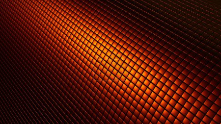 Photo for Orange gold chrome metallic technology background, metal squares pattern, modern shiny and lustrous backdrop useful for wallpaper, 3d render illustration. - Royalty Free Image