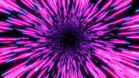 Téléchargez les photos : Fond abstrait lignes d'éclatement 3D dynamiques, couleurs fluo sur noir, concept de vitesse cosmique, tunnel hyperespace dynamique 3d science fiction rendre illustration. - en image libre de droit