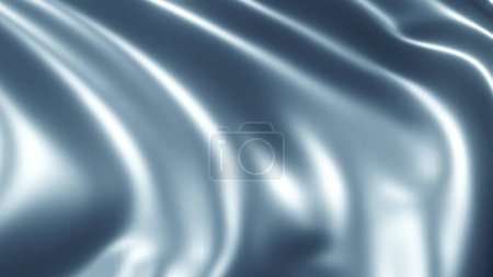Téléchargez les photos : Texture métal chromé argenté avec ondulations, motif ondulé en soie métallique argenté liquide, illustration de rendu 3D. - en image libre de droit