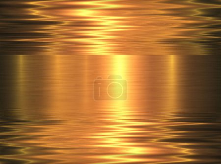 Téléchargez les photos : Fond métallique doré, métal brillant doré brillant texture ondulée motif liquide, illustration de rendu 3d - en image libre de droit