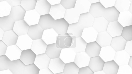 Photo for White hexagons geometric background, minimal honeycomb pattern wallpaper, 3d render  illustration. - Royalty Free Image