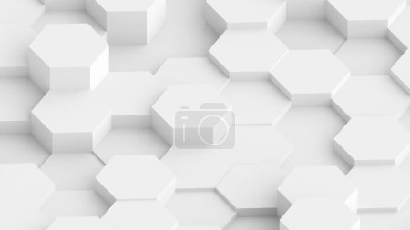 Téléchargez les photos : Fond géométrique hexagones blancs, fond d'écran motif nid d'abeille minimal, illustration de rendu 3d. - en image libre de droit