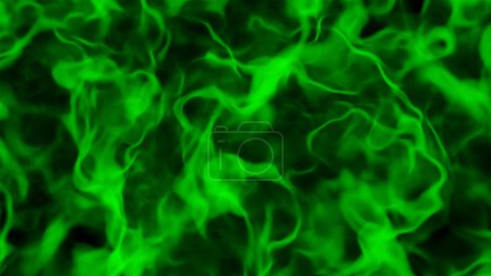 Foto de Green smoke isolated on black, abstract background with natural smoke texture, 3D render illustration. - Imagen libre de derechos