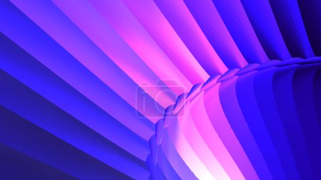 Foto de Fondo abstracto, patrón de rayas de color púrpura 3d, fondo de pantalla brillante metálico, ilustración de renderizado 3D - Imagen libre de derechos